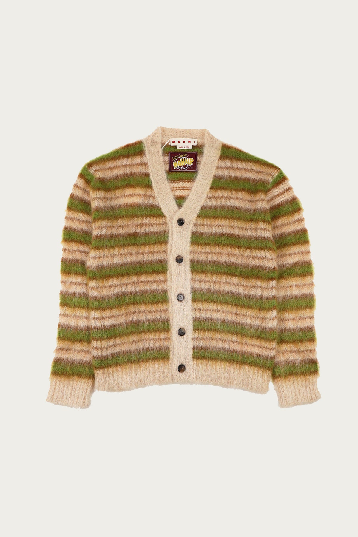Marni - Camel Striped Mohair Cardigan - Light Camel - Canoe Club