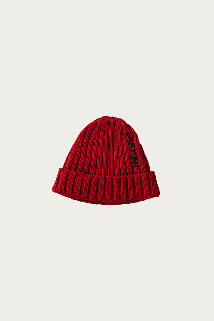 Marni - Cotton Cable Beanie - Chilli - Canoe Club