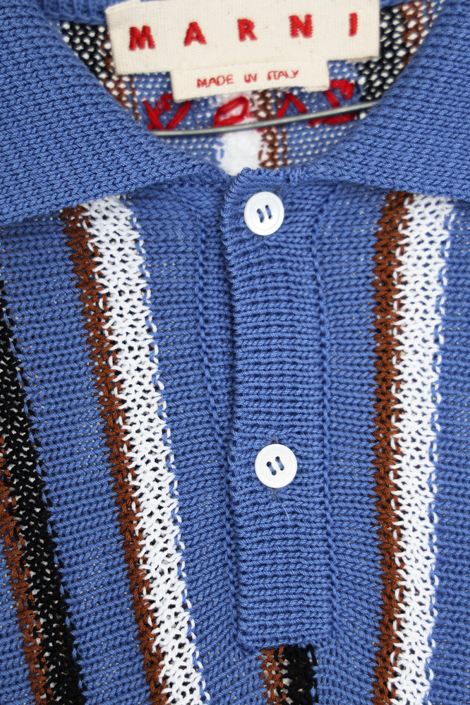 Marni - Cotton Cable Striped Crochet Polo - Opal - Canoe Club