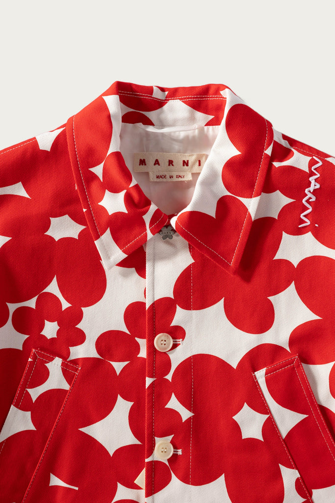 Marni - Dillies Flower Motif Jacket - Red/White - Canoe Club