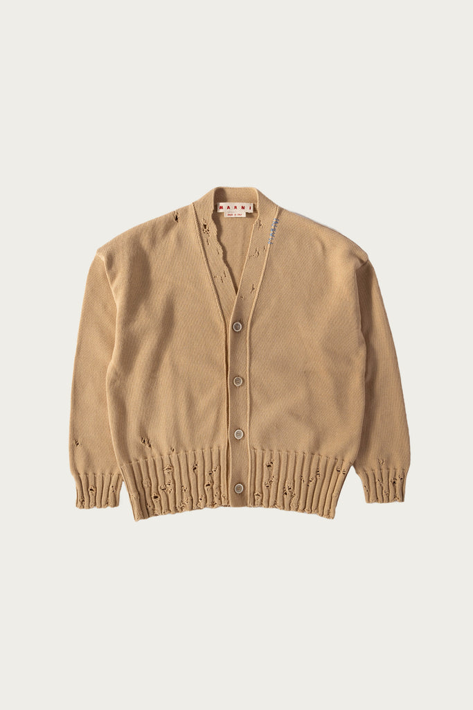 Marni - Disheveled Cotton Cardigan - Light Camel - Canoe Club