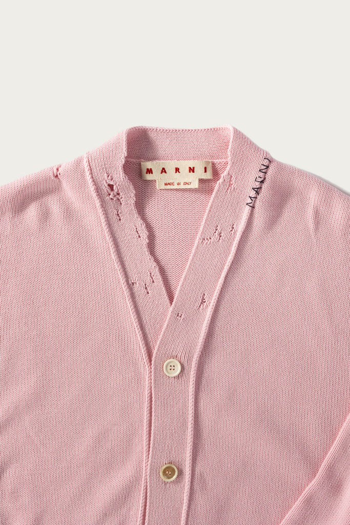 Marni - Disheveled Cotton Cardigan - Pink Gummy - Canoe Club