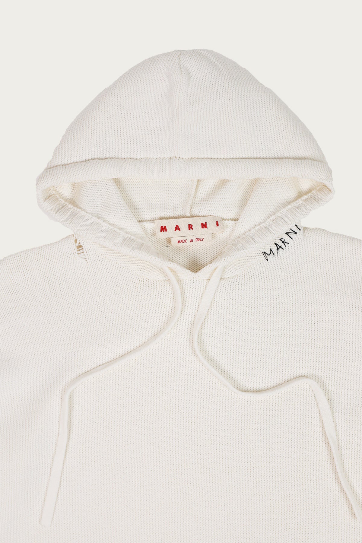 Marni - Dishevelled Cotton 5 Gauge Hoodie - Lily White - Canoe Club