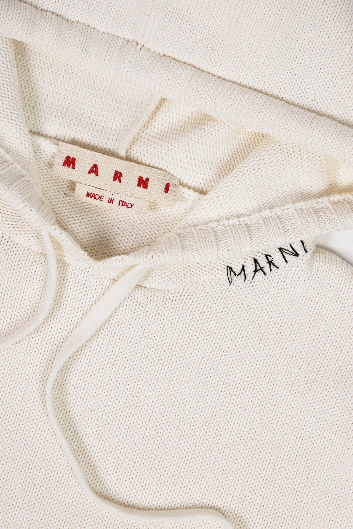 Marni - Dishevelled Cotton 5 Gauge Hoodie - Lily White - Canoe Club