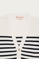 Marni - Distressed Knit Cardigan - Navy/Cream - Canoe Club