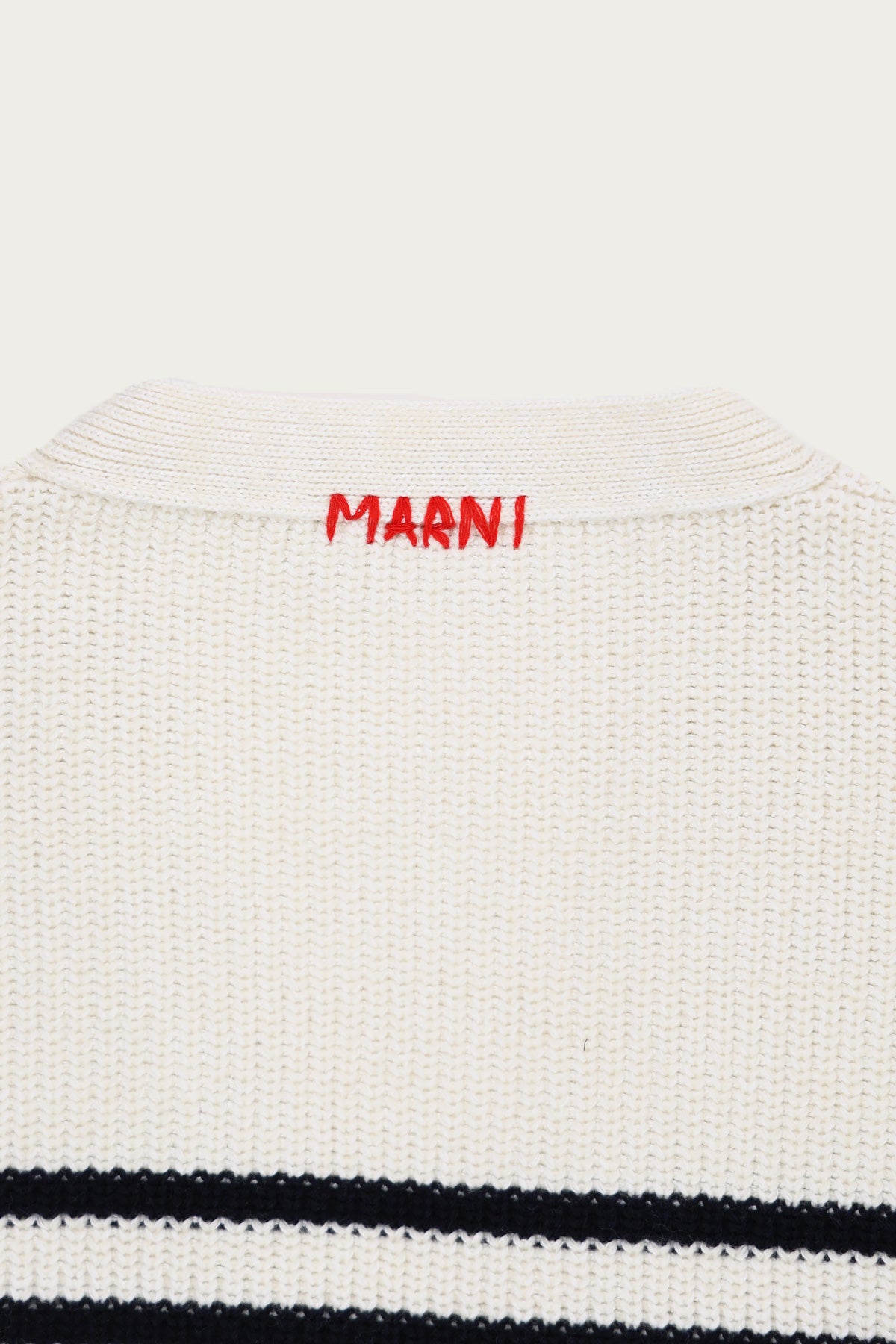 Marni - Distressed Knit Cardigan - Navy/Cream - Canoe Club
