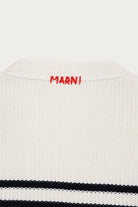 Marni - Distressed Knit Cardigan - Navy/Cream - Canoe Club