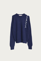 Marni - Embroidered Logo Roundneck Sweater - Light Navy - Canoe Club