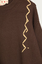 Marni - Embroidered Logo Roundneck Sweater - Moca - Canoe Club