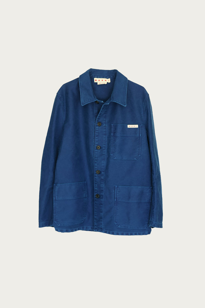 Marni - Garment Dyed Compact Moleskine Satin Jacket - Royal Blue - Canoe Club