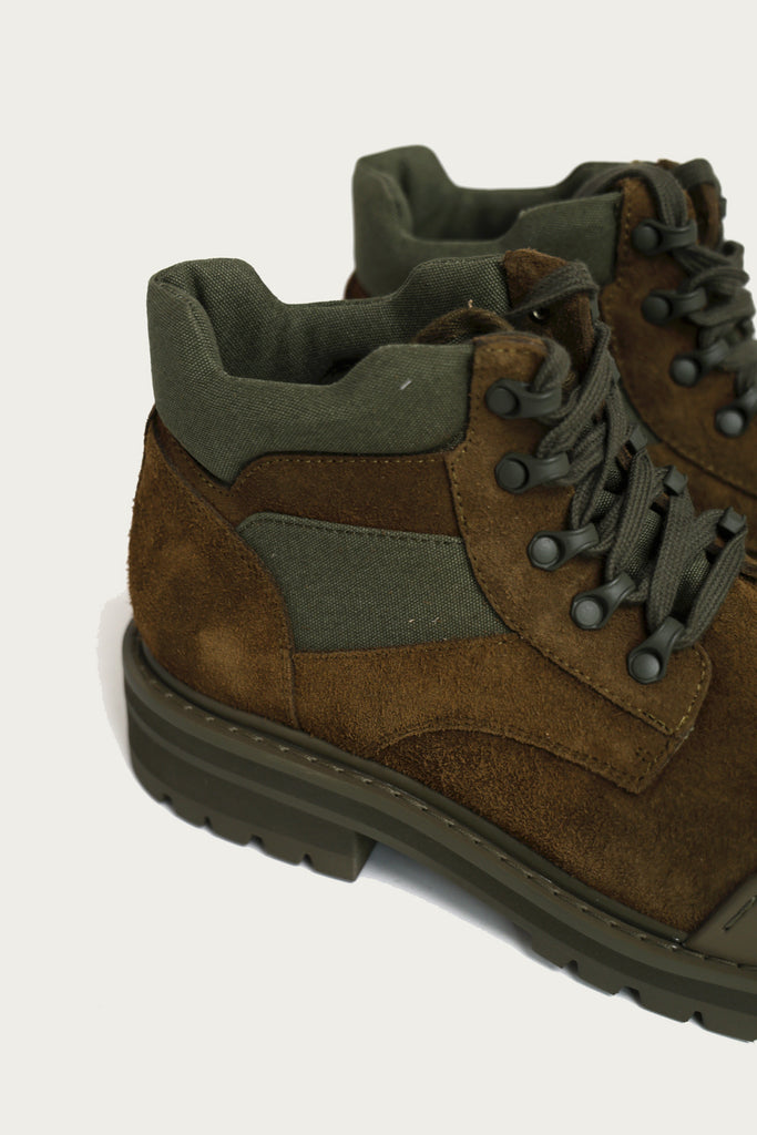 Marni - Green Suede Combat Boot - Brown/Green - Canoe Club