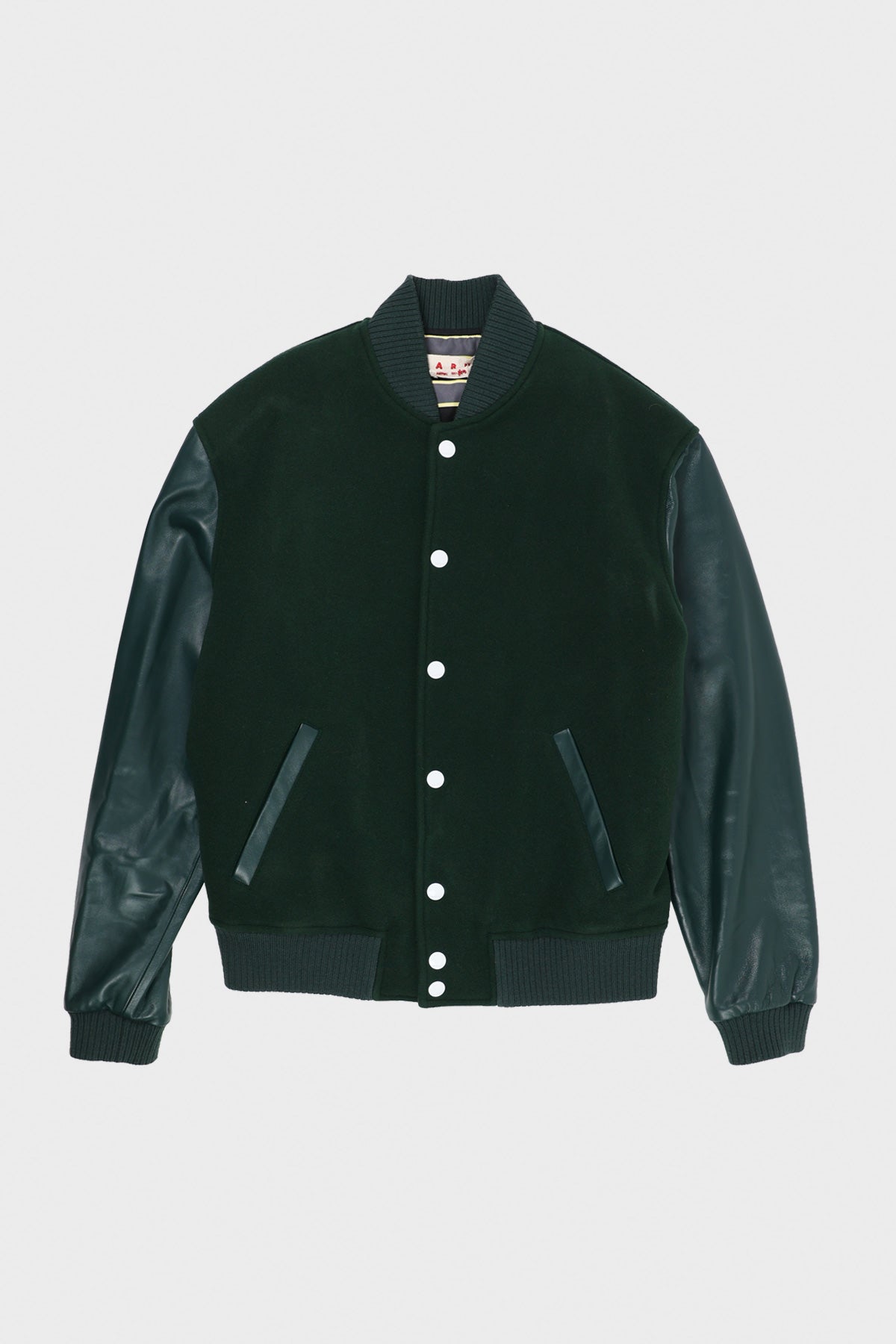 Marni - Green Wool Felt Bomber w/ Leather Sleeves - Spherical Green - Canoe Club