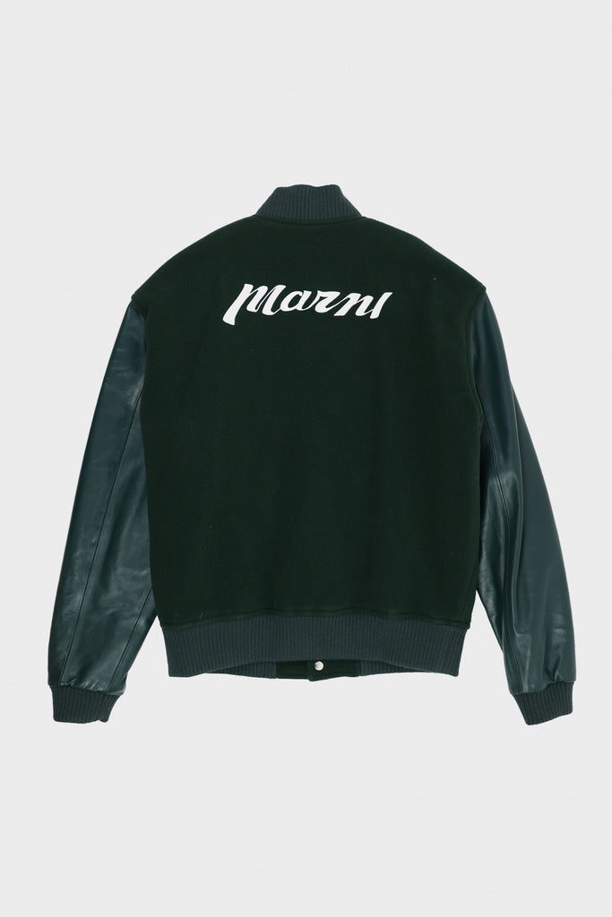 Marni - Green Wool Felt Bomber w/ Leather Sleeves - Spherical Green - Canoe Club