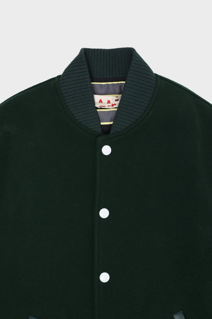 Marni - Green Wool Felt Bomber w/ Leather Sleeves - Spherical Green - Canoe Club