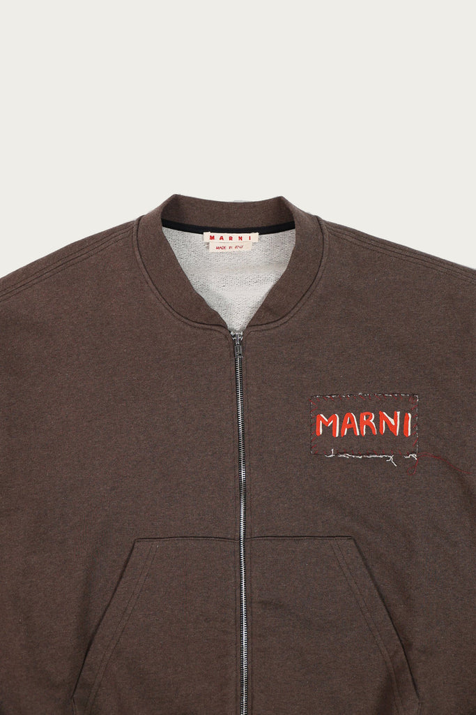 Marni - Jersey Melange Zipped Cardigan - Coffee Brown - Canoe Club