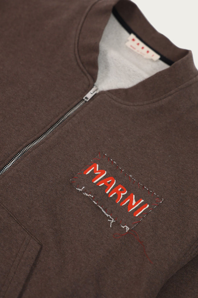 Marni - Jersey Melange Zipped Cardigan - Coffee Brown - Canoe Club