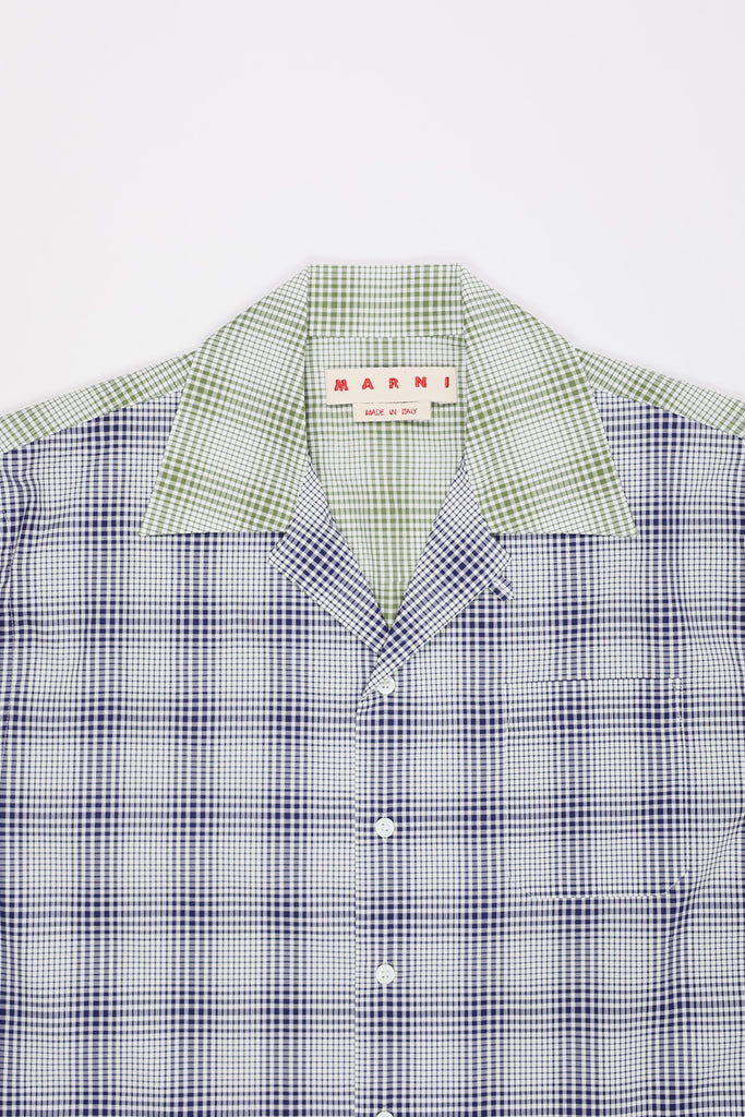 Marni - Organic Poplin Check Camp Shirt - Blue Marine - Canoe Club