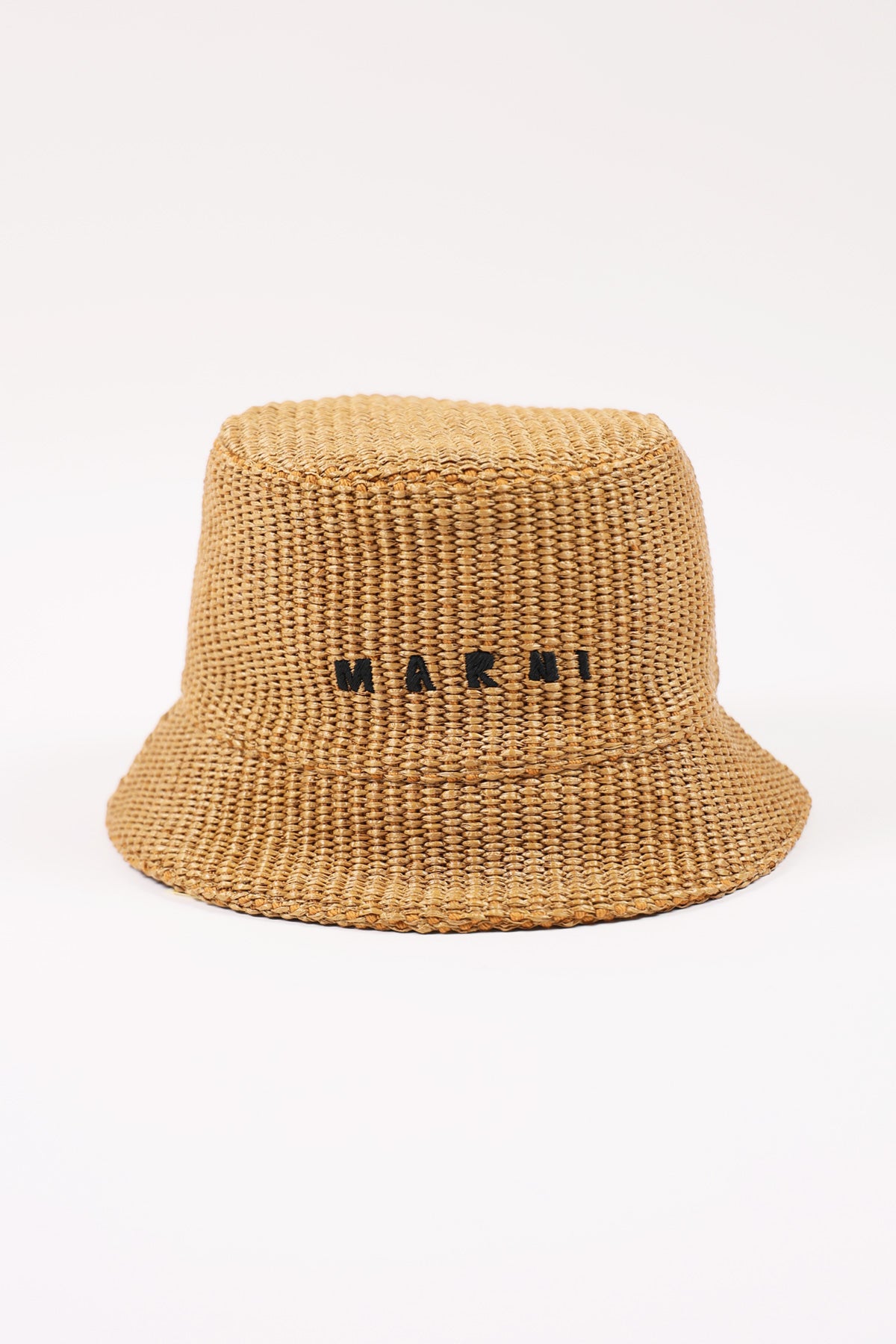 Marni - Raffia Bucket with Logo - Caramel - Canoe Club