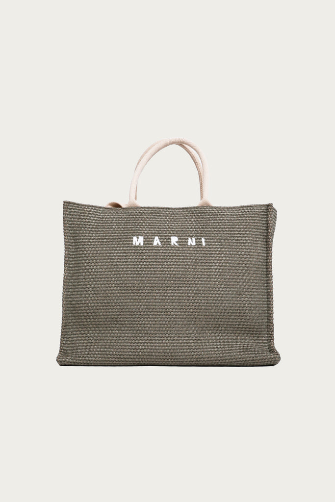 Marni - Raffia Fabric Large Shopping Bag - Taupe - Canoe Club