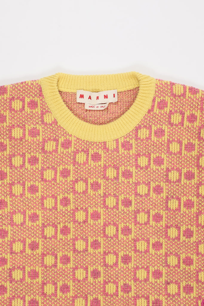 Marni - Shetland Wool Roundneck Sweater - Pink/Yellow - Canoe Club