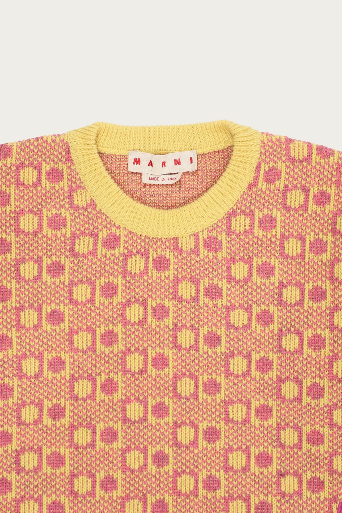 Marni - Shetland Wool Roundneck Sweater - Pink/Yellow - Canoe Club