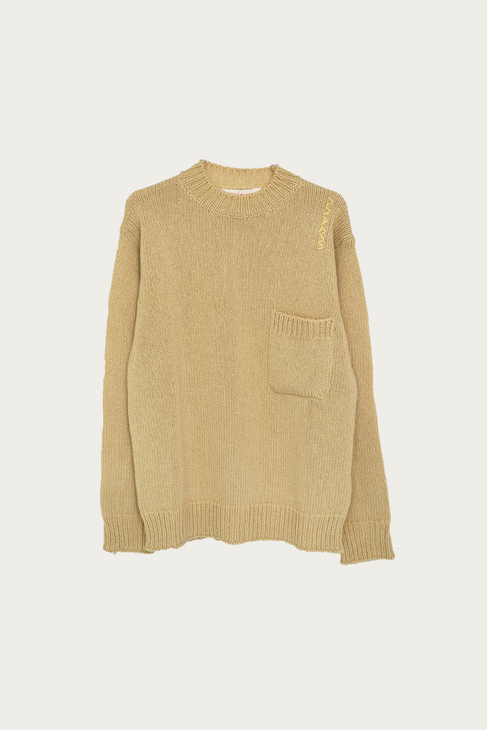 Marni - Soft Shetland Sweater w/ Embroidery - Vanilla - Canoe Club