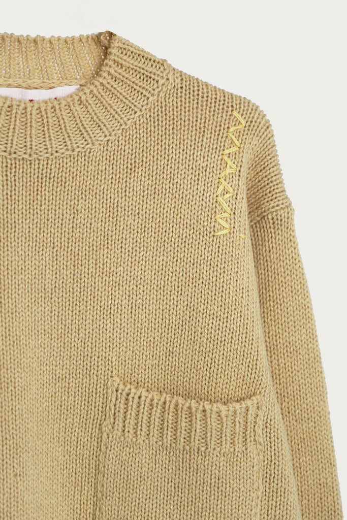 Marni - Soft Shetland Sweater w/ Embroidery - Vanilla - Canoe Club