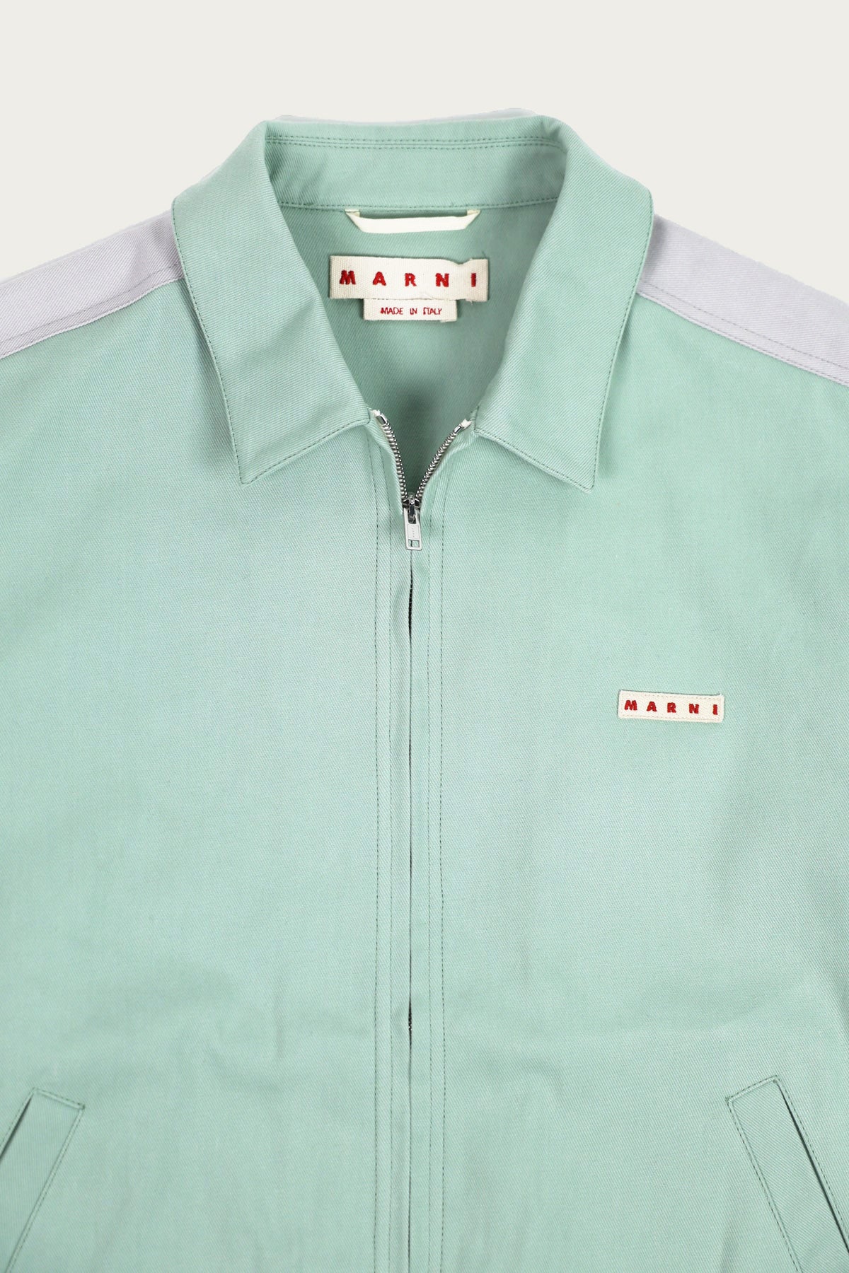 Marni Striped Sleeve Jacket | Mint/Gray | Canoe Club