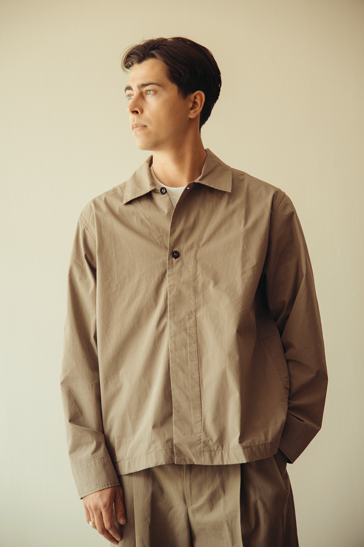 Margaret Howell - MHL Boxy Overshirt - Mouse Crisp Cotton Poplin - Canoe Club