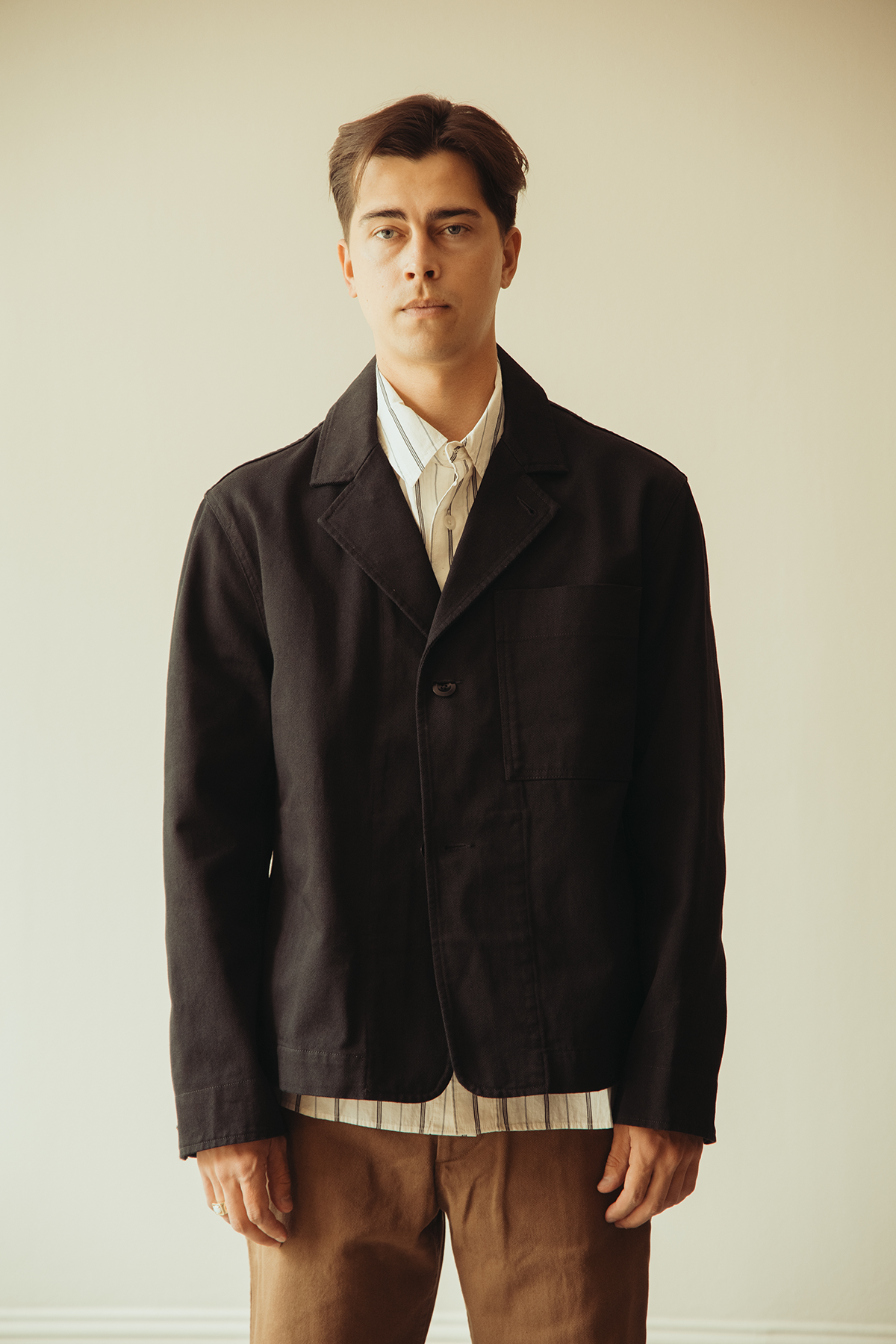 Margaret Howell - MHL Minimal Blazer - Black Raised Cotton Drill - Canoe Club