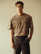 Margaret Howell - Short Sleeve T-Shirt - Mink/Black Cotton Jersey - Canoe Club