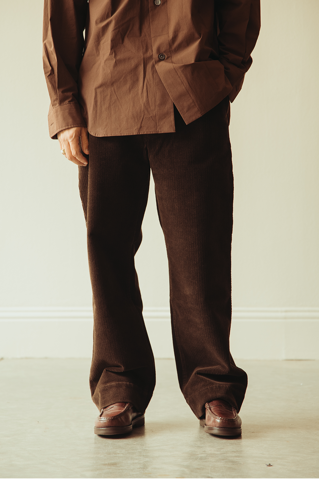 Margaret Howell - MHL Simple Trousers - Chestnut 8 Wale Cotton Corduroy - Canoe Club