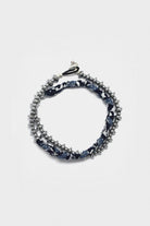 Mikia - Vintage Denim/Bandana Hematite Double Wrap Bracelet - Silver - Canoe Club