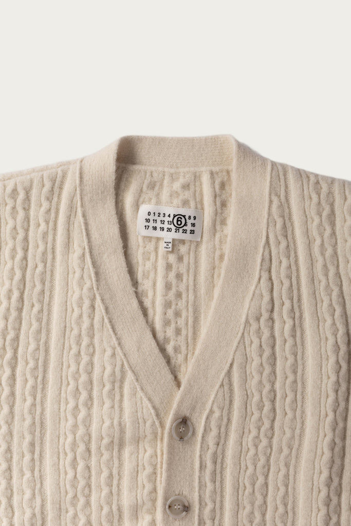 MM6 Maison Margiela - Cable Knit Cardigan - Cream - Canoe Club