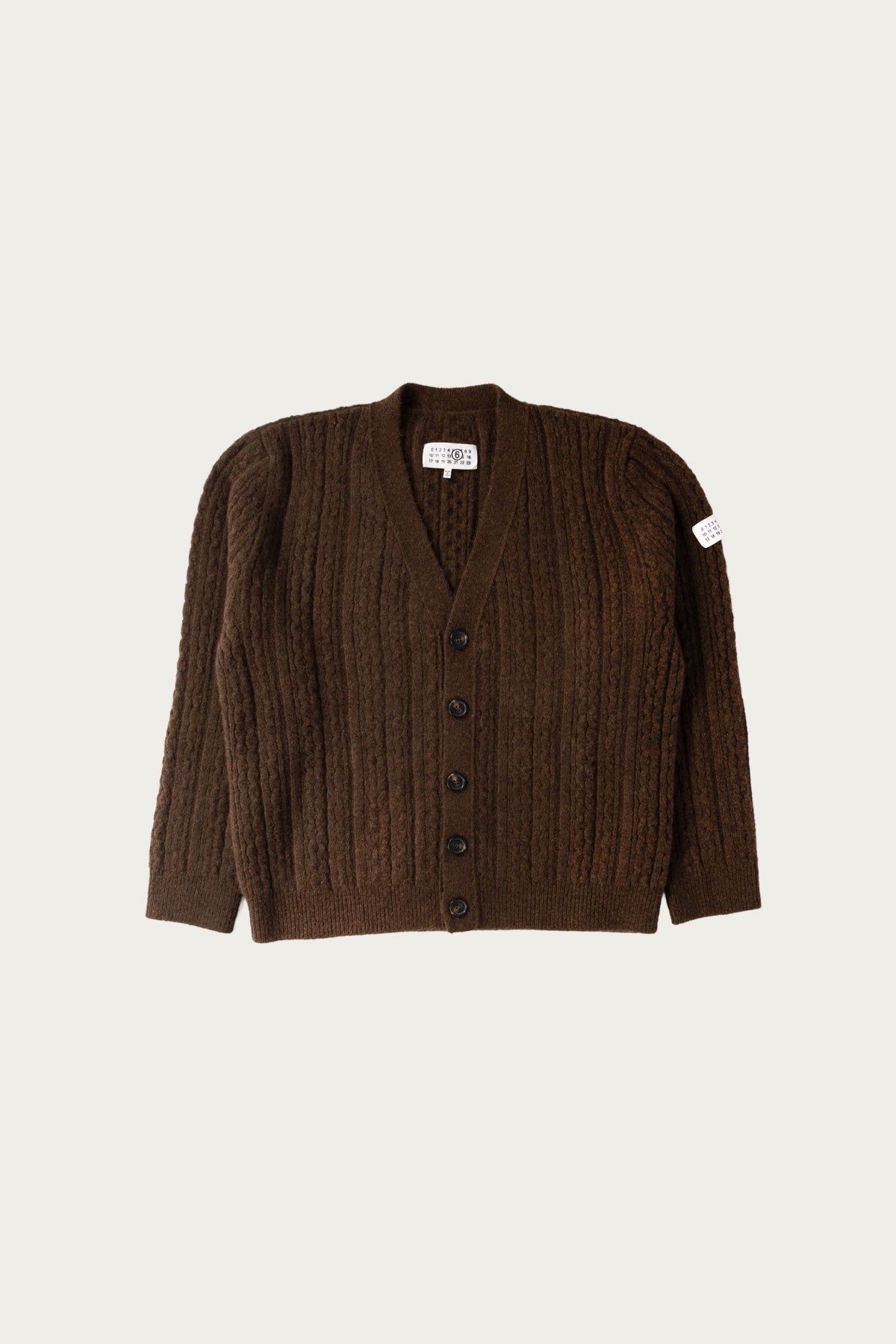 MM6 Maison Margiela Cable Knit Cardigan | Mocha | Canoe Club