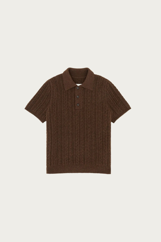 MM6 Maison Margiela - Cable Knit Polo - Deep Brown - Canoe Club