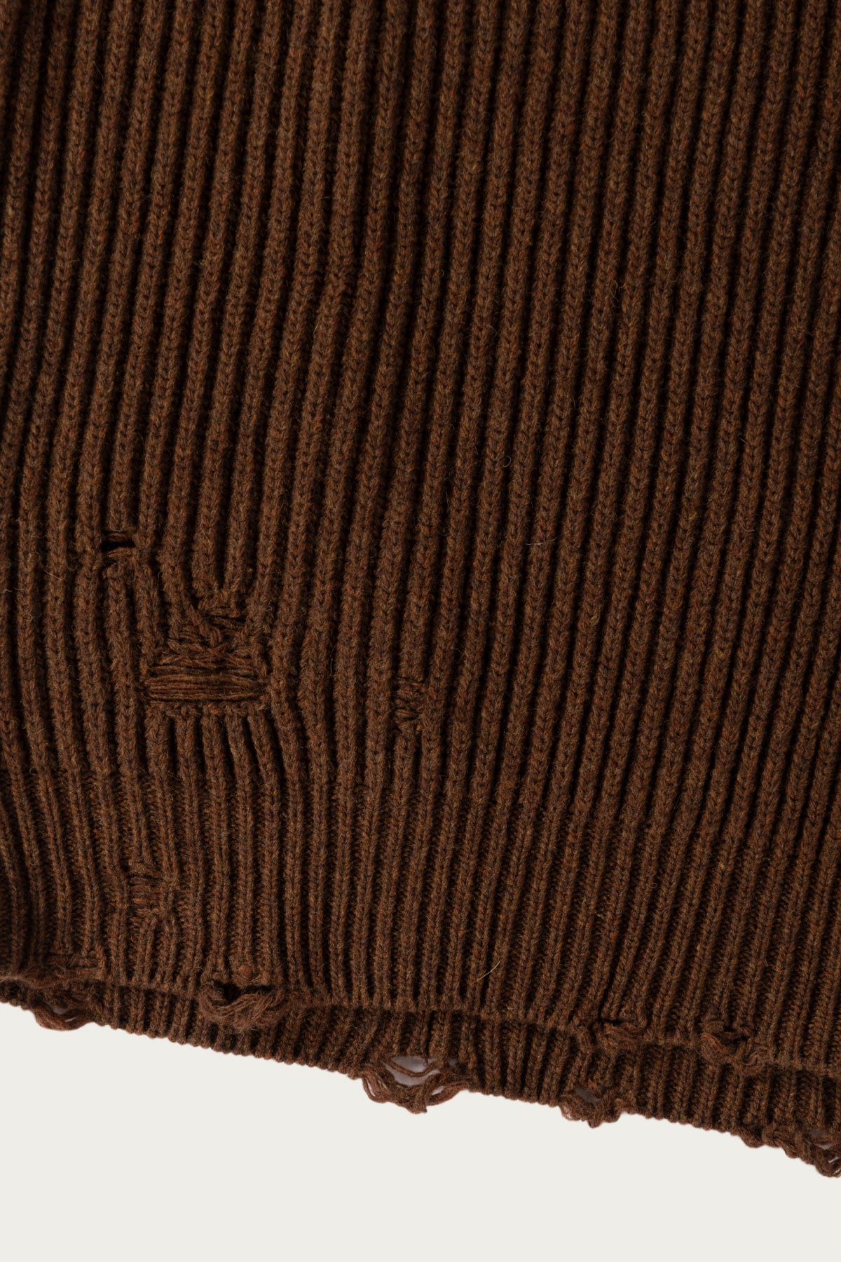 MM6 Maison Margiela - Distressed V-Neck Sweater - Brown - Canoe Club