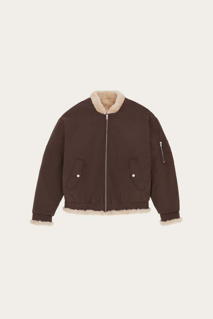 MM6 Maison Margiela - Reversible Faux Fur Bomber Jacket - Brown/Tan - Canoe Club
