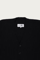 MM6 Maison Margiela - Knit Distressed V-Neck Cardigan - Black - Canoe Club