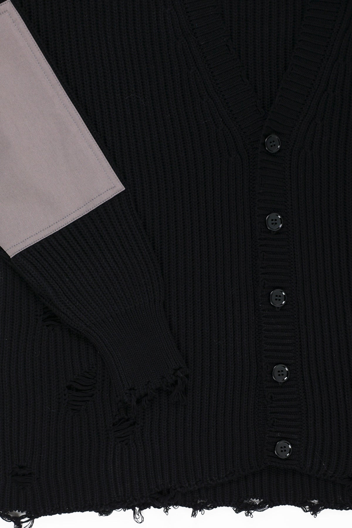 MM6 Maison Margiela Knit Distressed V-Neck Cardigan | Black