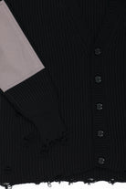 MM6 Maison Margiela - Knit Distressed V-Neck Cardigan - Black - Canoe Club