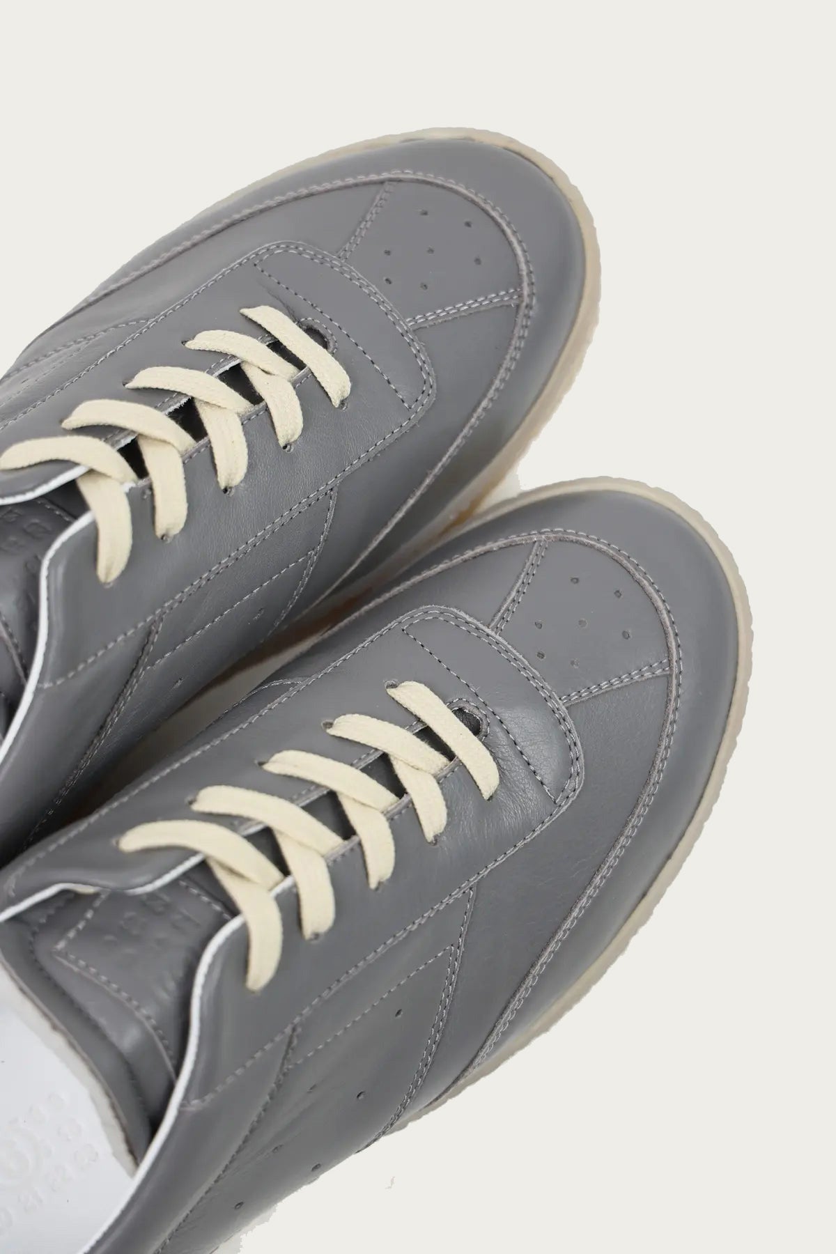 MM6 Maison Margiela - Leather 6 Court Sneakers - Grey - Canoe Club