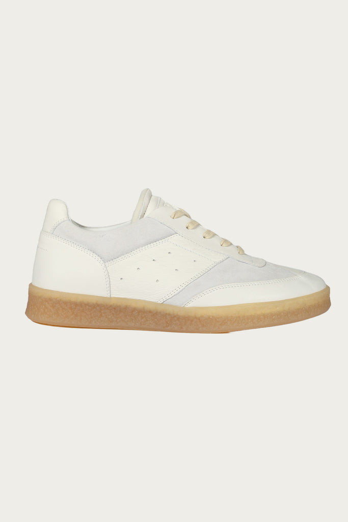 MM6 Maison Margiela - Leather 6 Court Sneakers - Off-White - Canoe Club