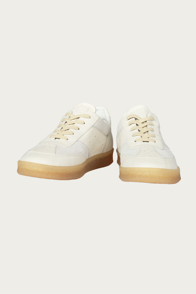 MM6 Maison Margiela - Leather 6 Court Sneakers - Off-White - Canoe Club