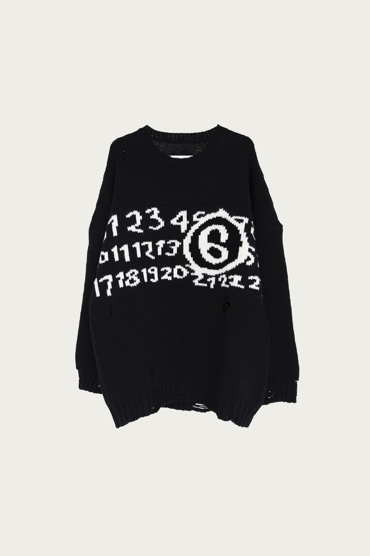 ꧁꧂25ss mm6 ニット mm6-numbers-knit-sweater-black