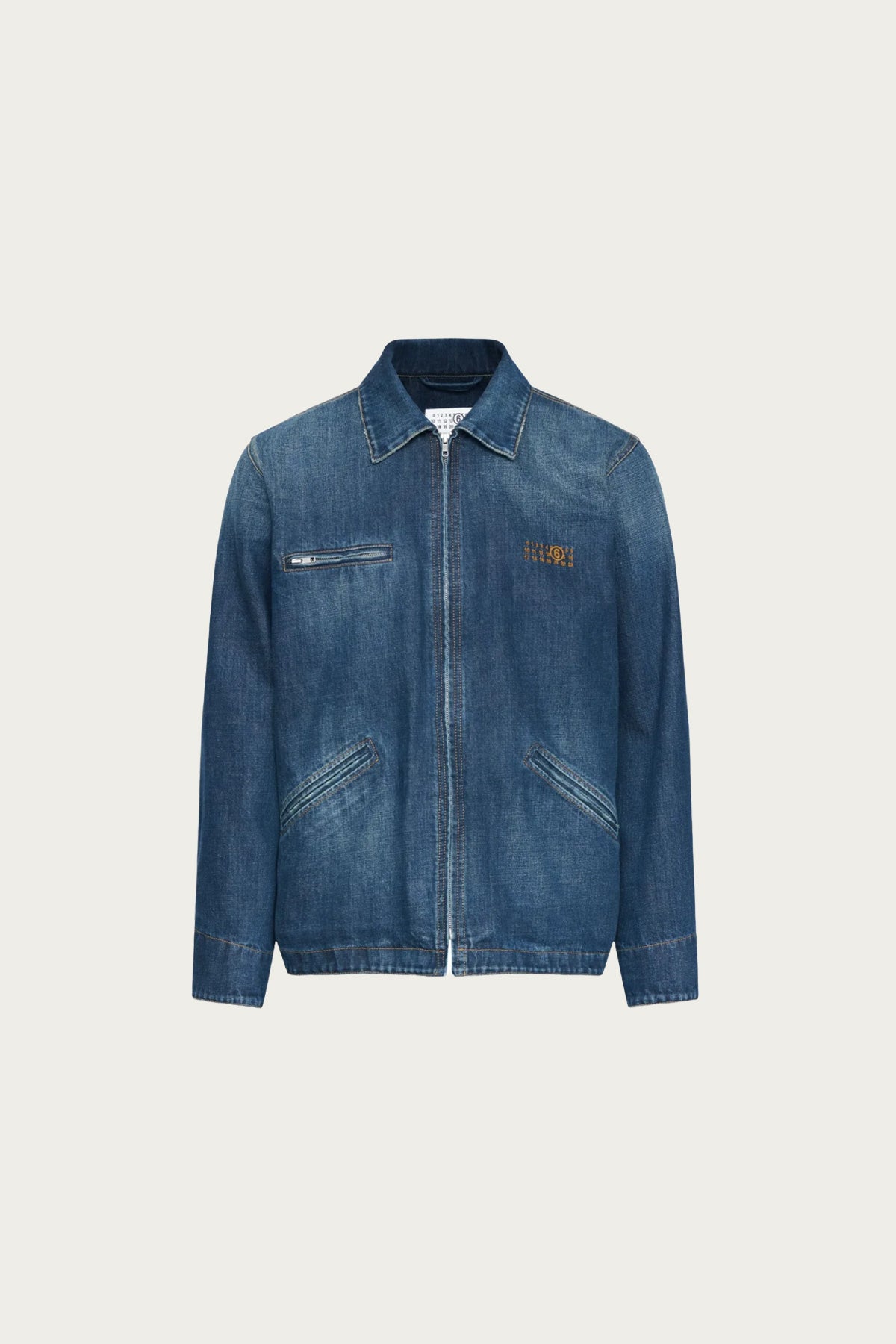 MM6 Maison Margiela - Numerals Zip Up Denim Jacket - Faded Indigo - Canoe Club