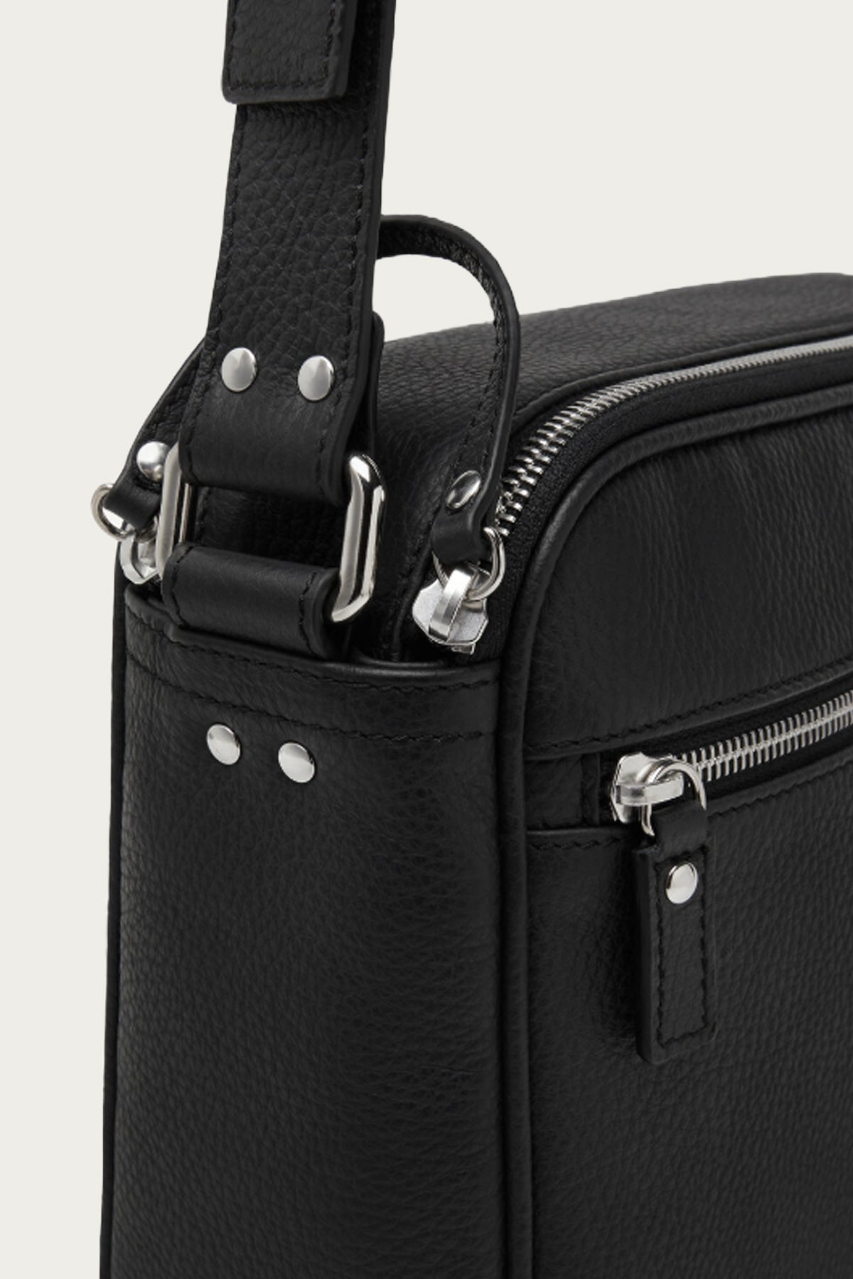 MM6 Maison Margiela - Pebbled Leather Shoulder Bag - Black - Canoe Club
