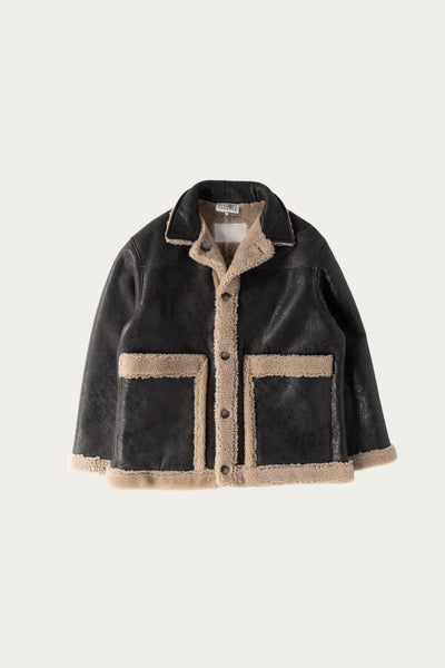 MM6 Maison Margiela Reversbile Leather/Shearling Jacket | Black