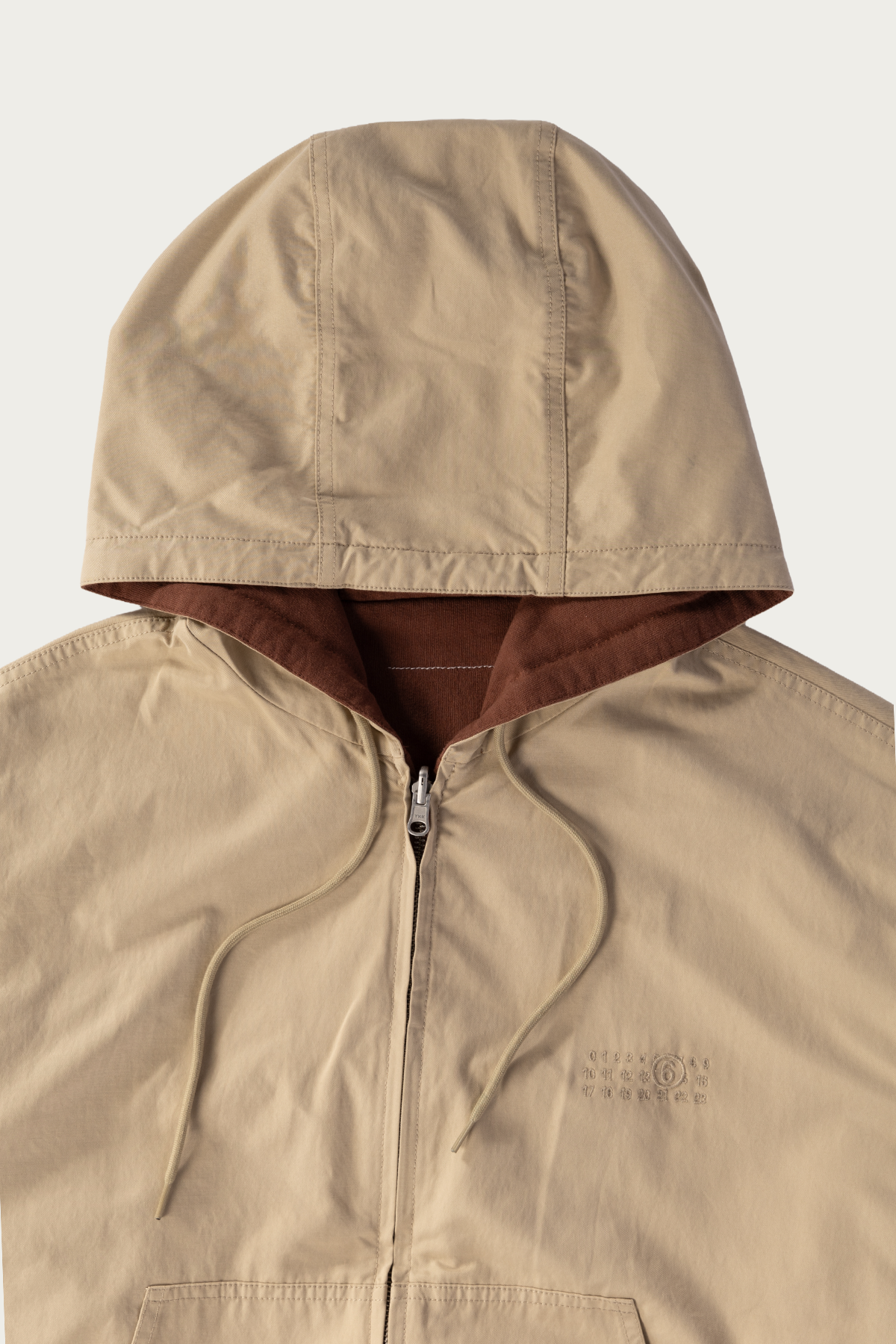 MM6 Maison Margiela - Reversible Numeral Zip Work Jacket - Tan/Burgundy - Canoe Club