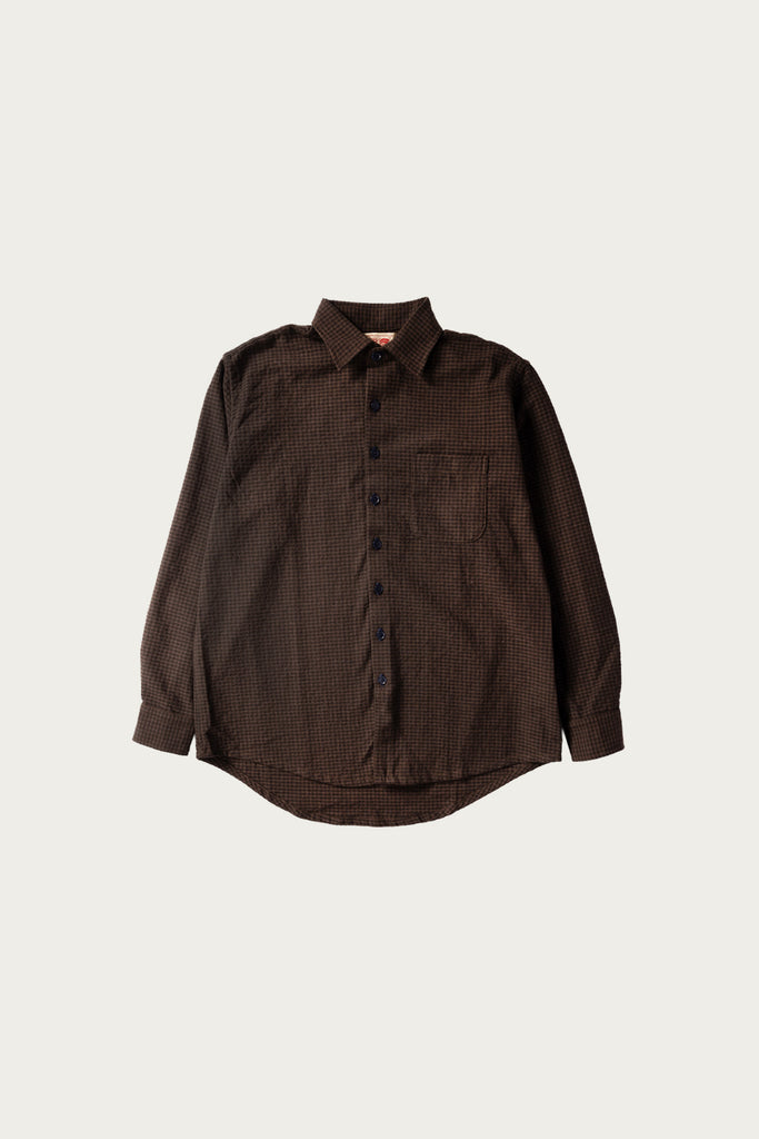 Monostereo - Wooly Gingham One Pocket Shirt - Brown - Canoe Club
